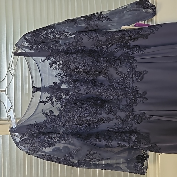 Size 14 STORMY blue mother midi dress by Azazie NWT - Picture 3 of 14